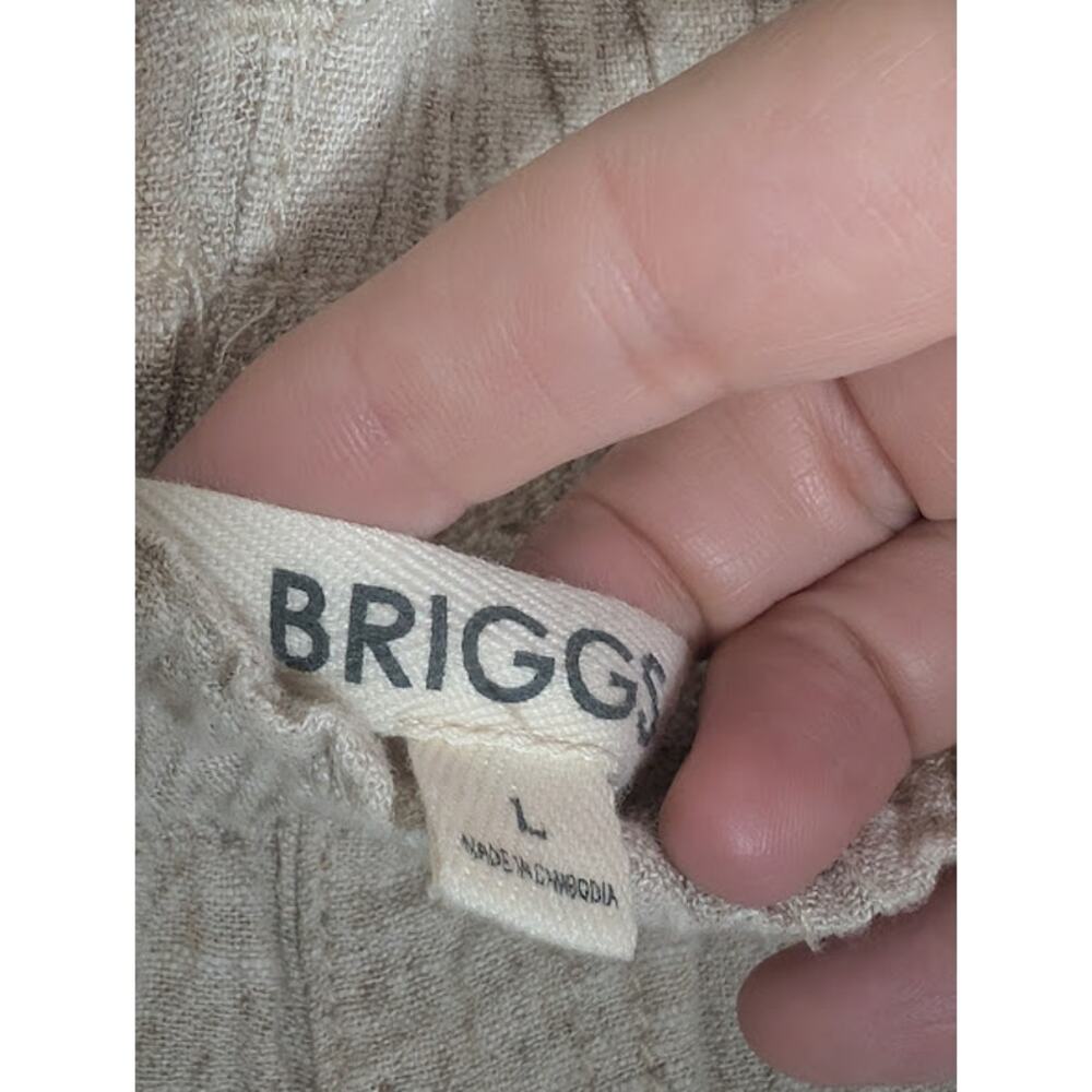 BRIGGS Womens Large Linen blend pull On Tan Pants Minimalist hippie natural - Picture 5 of 8
